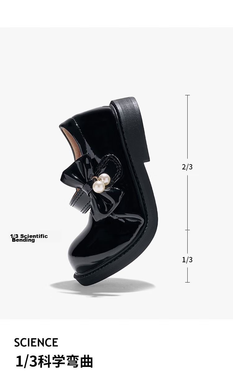 RED DRAGONFLY Children's Autumn Shoes, Girls' Flats, Soft-Soled Princess Shoes for Girls, Small Leather Shoes Q51BPPY455 Black Size 34 16