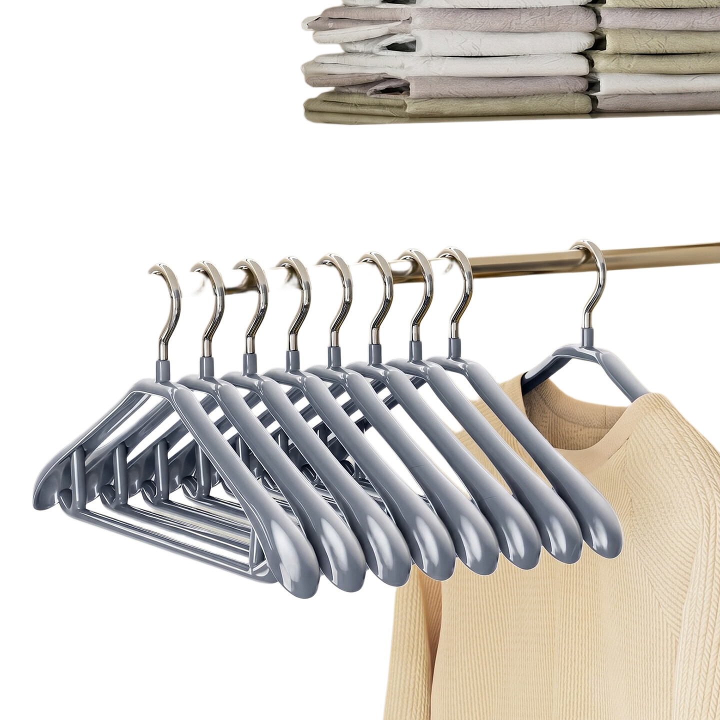 JEKO&JEKO Hangers, Non-Slip, Seamless, Extended 45cm, Coat Drying Rack, Gray, Pack of 5