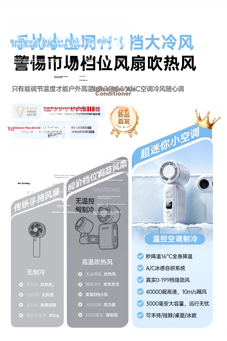 REMAX 2026 New Portable Handheld Mini Fan Foldable USB Rechargeable Quiet Desktop Neck Fan Long Battery Life Small Air Conditioner for Students 6