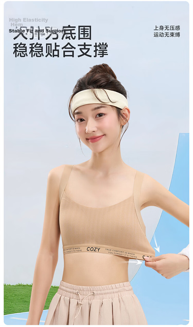 GUJIN Girls' Sports Bra Junior Student Children's Anti-Shock Vest Developmental Seamless Underwear Pink Foundation Liquid 5