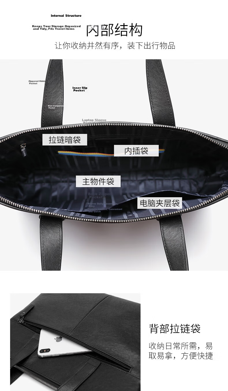 American Bison Men's Genuine Leather Business Briefcase Horizontal Casual Laptop Bag Birthday Gift 6