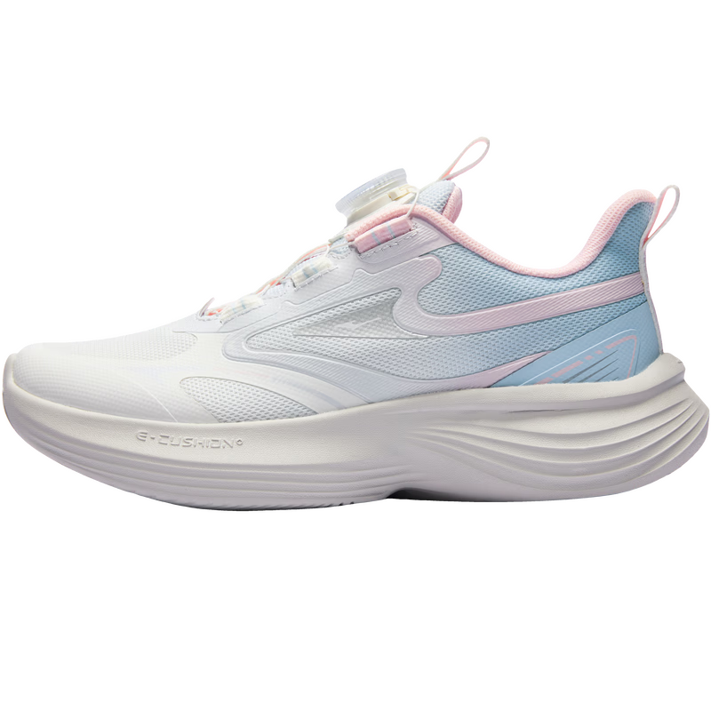 ERKE Kids Girls Shock Absorption Running Shoes Children's Mesh Outdoor Sports Dial Buckle Running Shoes Microcrystal White/Light Oxygen Blue Size 35