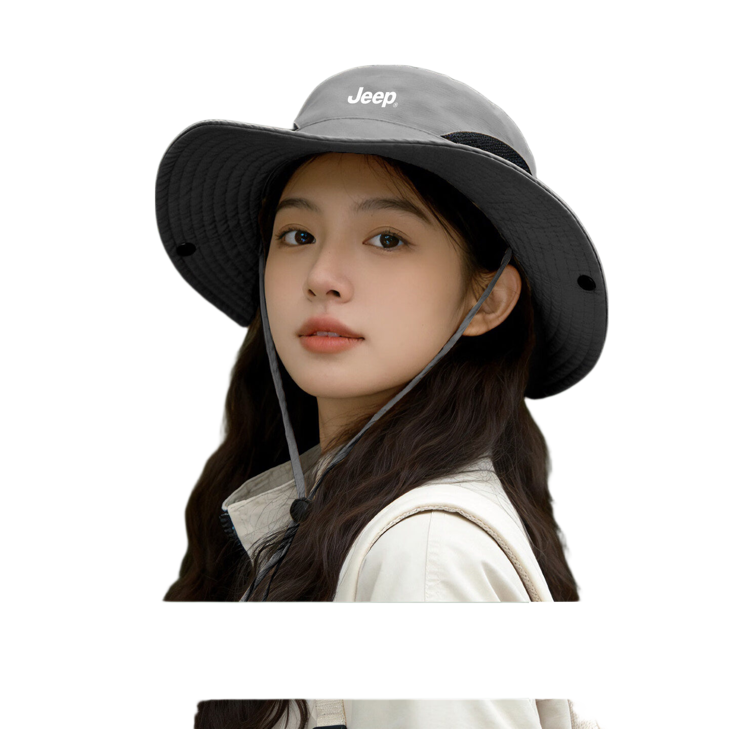 JEEP Women's Summer New Wide Brim Sun Protection Outdoor Hiking UV Protection Bucket Hat