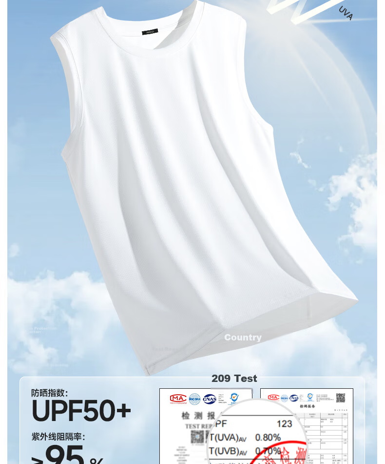 MINISO Quick-Dry Men's Vest Summer Ice Silk Cooling Sleeveless T-Shirt Sports Lightweight Fitness Mesh Tank Top Light Gray 2XL 4