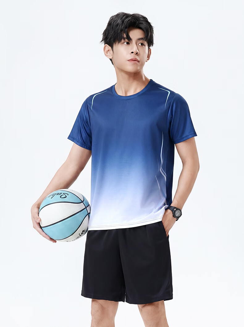 VICTORIATOURIST Summer Ice Silk Quick-Dry Running Sports Set for Men and Women, Short Sleeve T-Shirt and Shorts, Couple's Basketball Badminton Fitness Apparel 26