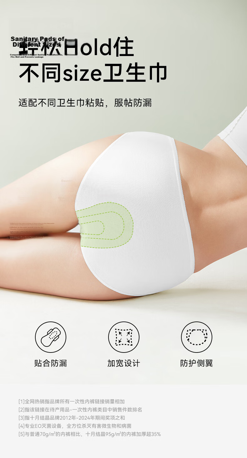 October Crystal Women's Pure Cotton Disposable Underwear Travel Maternity Underwear 5 Pieces 3XL 25