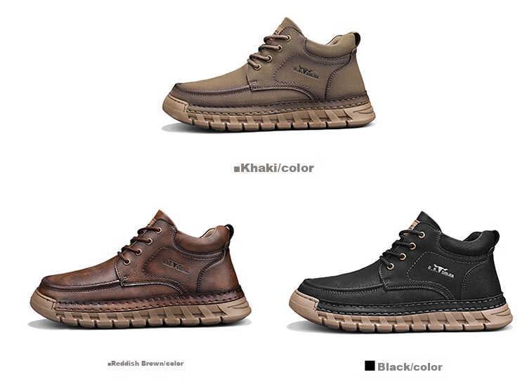 Bull Family Big Head Martin Boots Men Autumn Winter New British Retro Mallard Work Boots Outdoor High Top Sneakers Men 3