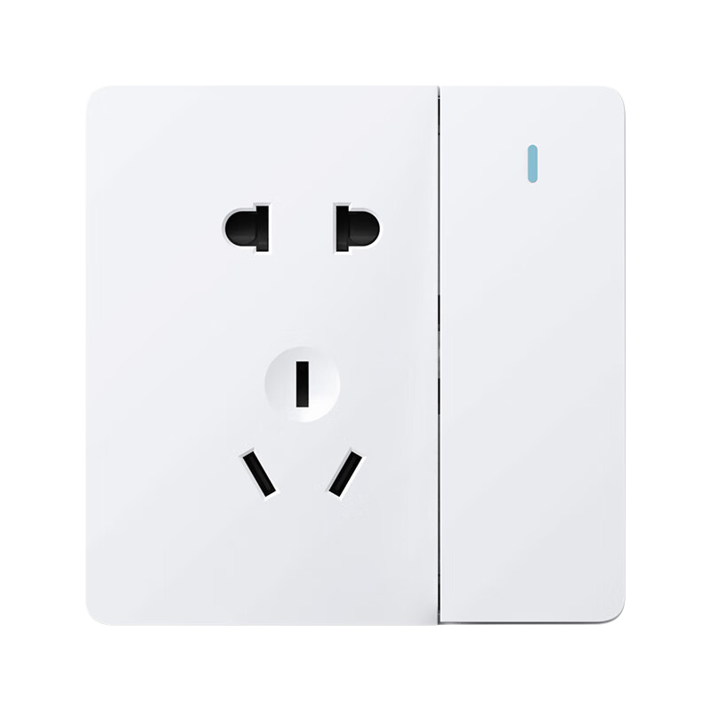 CHNT Switch Socket, Five-Hole Socket with Switch, 86-Type Concealed Socket Panel, 6C Cream White