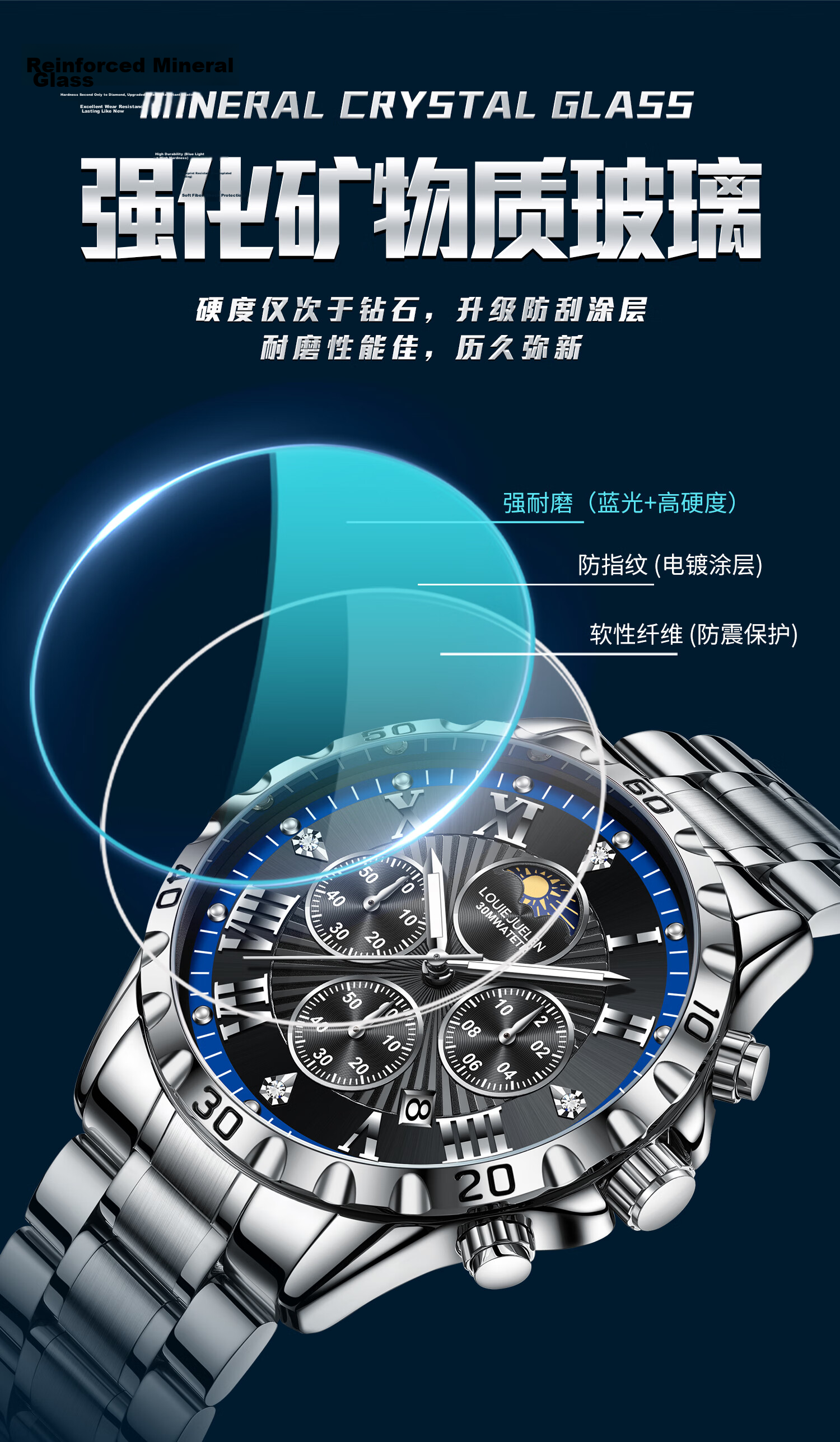 GEORGCOUNT Men's Watch 2025 New Business Automatic Mechanical Quartz Steel Band High-End Wristwatch for Students 9
