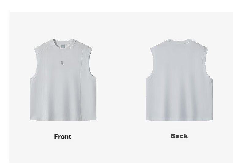 CABBEEN 280G Heavyweight Plain Cotton Men's Vest Soft Breathable Commuter Loose Drop Shoulder Versatile 2026 Season 21