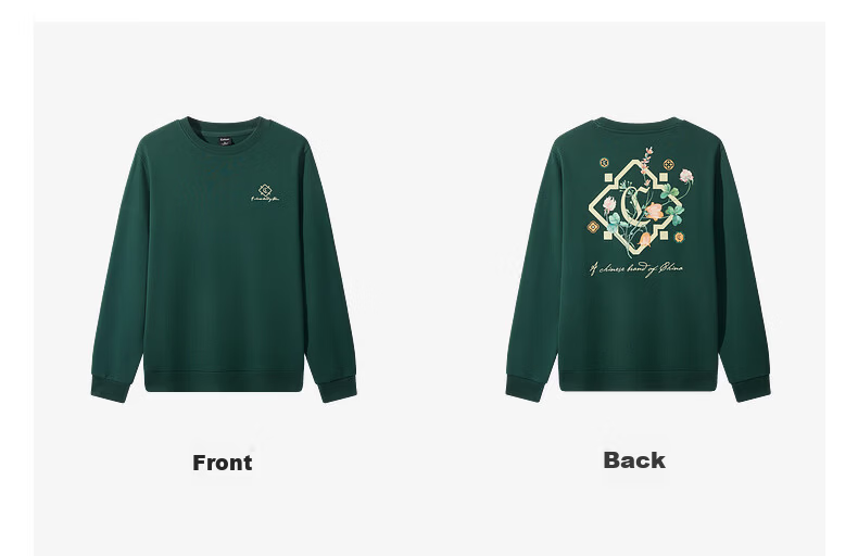 CABBEEN 340G Cotton Sweatshirt Men's Heavy-Duty 3D Multi-Needle High-End Floral Embroidery 2026 Spring Long Sleeve Sweatshirt 9