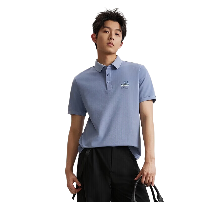 CABBEEN 200G Sorona Cool Touch Pique Polo Shirt Men National Style Bamboo Embroidery Pattern 2026 Spring Short Sleeve T-Shirt