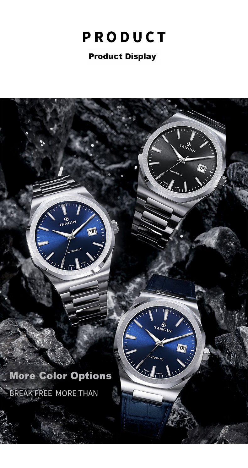 TANGIN Swiss Imported Men's Mechanical Watch Waterproof Luxury Men's Watch Birthday Gift for Men 9