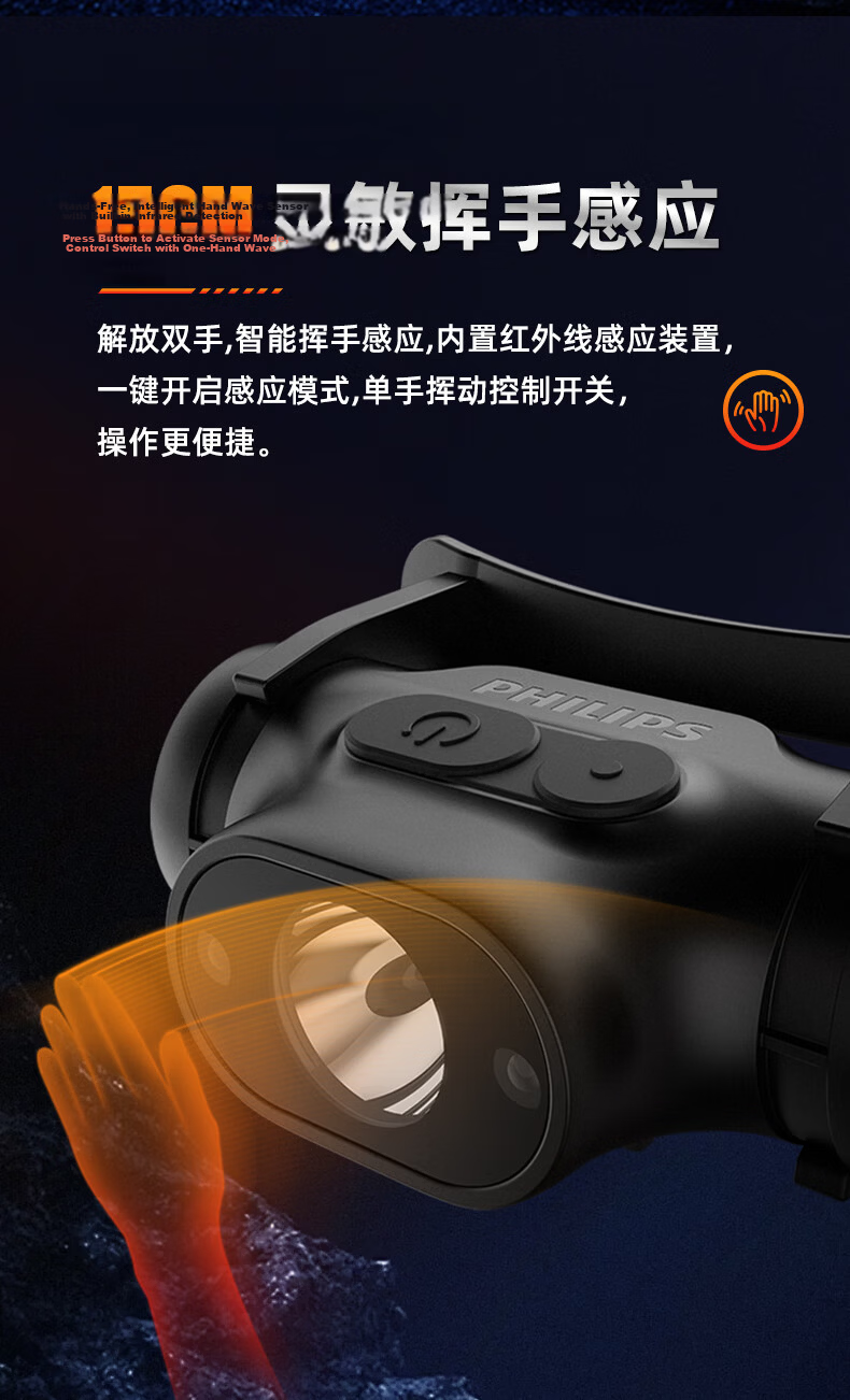 PHILIPS Headlamp High Brightness Flashlight Long Battery Life Fishing Mountaineering Hiking Outdoor Head-Worn Light SFL1851 7