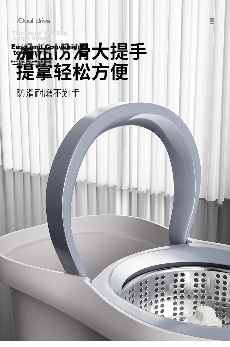 Baijiahaoshi Rotating Mop 2 Mop Heads Household One Mop Clean Hands-Free Washing 2026 Absorbent Floor Mop Spin Dry Bucket Handle 15