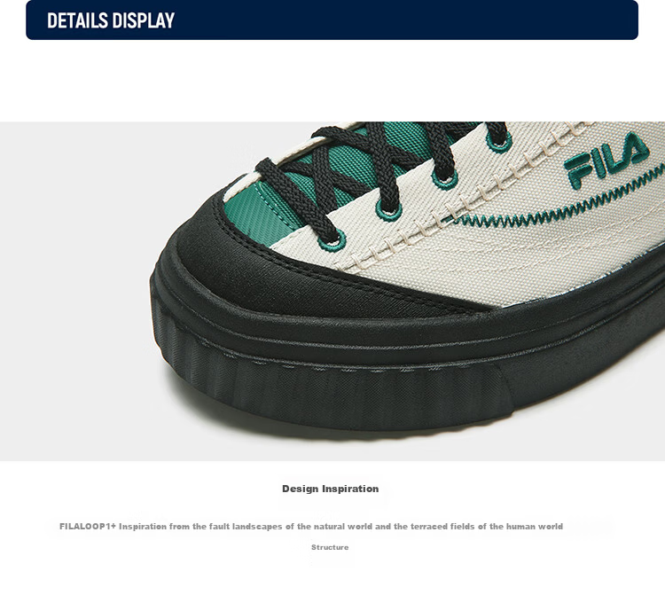 FILA Official LOOP 1S Men's Terraced Canvas Mesh Colorful Casual Sports Breathable Lightweight Shoes 45