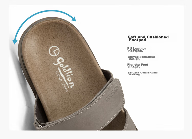 Goldlion Men's Summer Casual Slip-On Sandals Non-Slip Wear-Resistant Velcro Sandals G542520013RRF Gray Size 41 14
