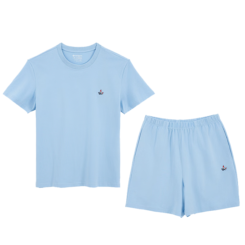 Navikail Italian Small Sailboat Crew Neck Short Sleeve Shorts Loungewear Loose Fit Unisex Comfortable Summer Pajama Set