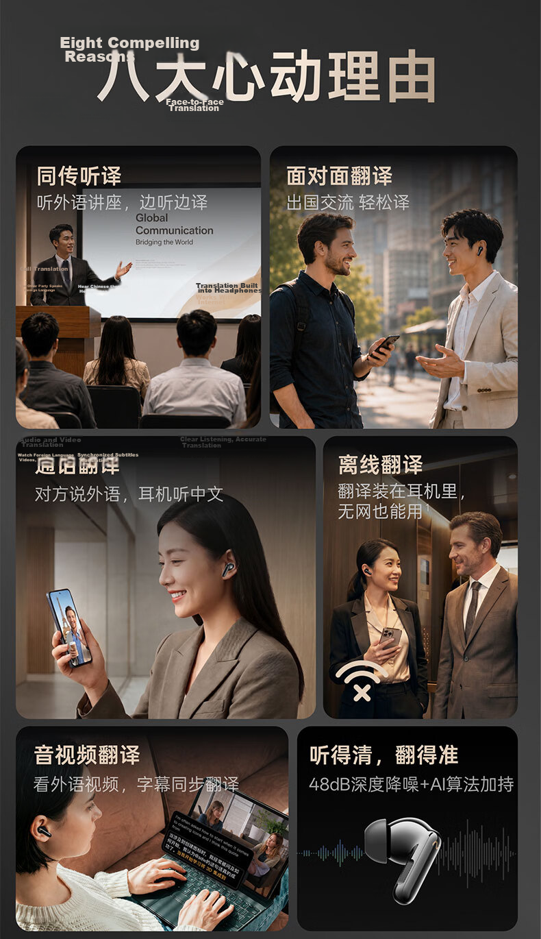 IFLYTEK AI Conference Headphones Pro3, Smart Noise-Cancelling Bluetooth Wireless Earphones, Translation Device for Overseas Travel, Compatible with Apple And Huawei, Office Gift Box 4