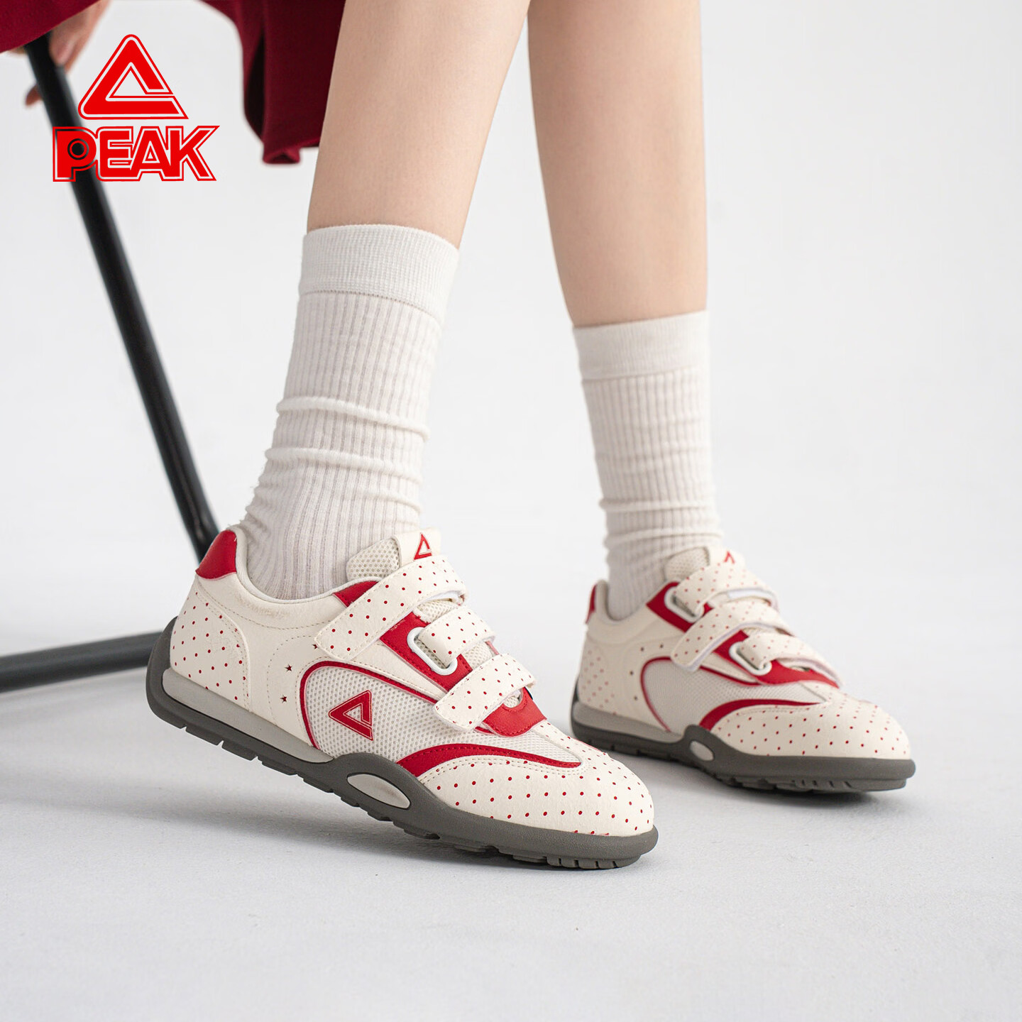 PEAK Kids Breathable Mesh Training Shoes 2026 Summer New Magic Tape Girls Casual Outdoor Sports Shoes