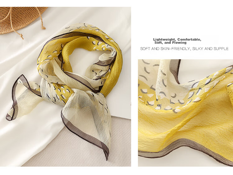 Shanghai Story Women's Summer Printed Silk Scarf 100% Mulberry Silk Neck Scarf Commuter Gift for Girlfriend Valentine's Day 27