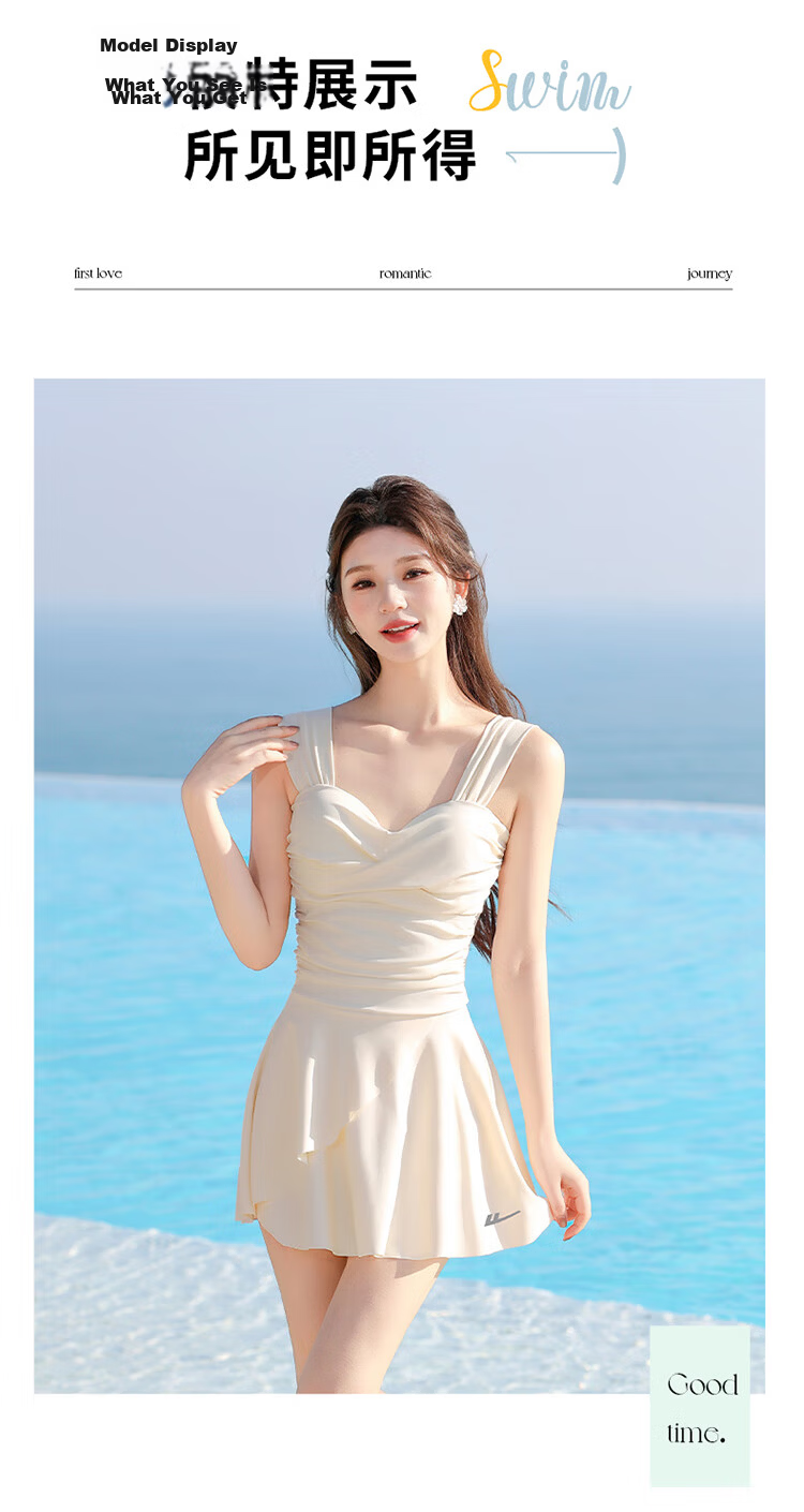 Huili One-Piece Swimsuit Dress for Women, Sexy, Tummy-Concealing, Slimming, Elegant, Suitable for Hot Springs And Vacations, 15255H1L, Green, Size L 13