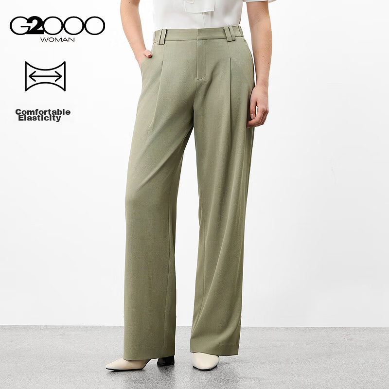 G2000 Women's 2026 Spring Summer Textured Casual Loose Straight Pants with Comfortable Stretch, Mall Edition