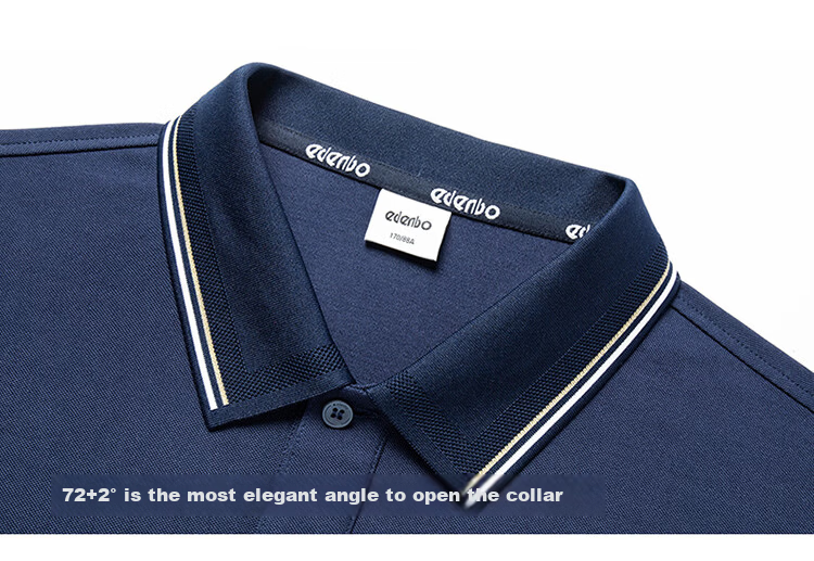 Edenbo Men's Long Sleeve Polo Shirt Long Staple Cotton Half Placket Top Black 170/88A (L) 5