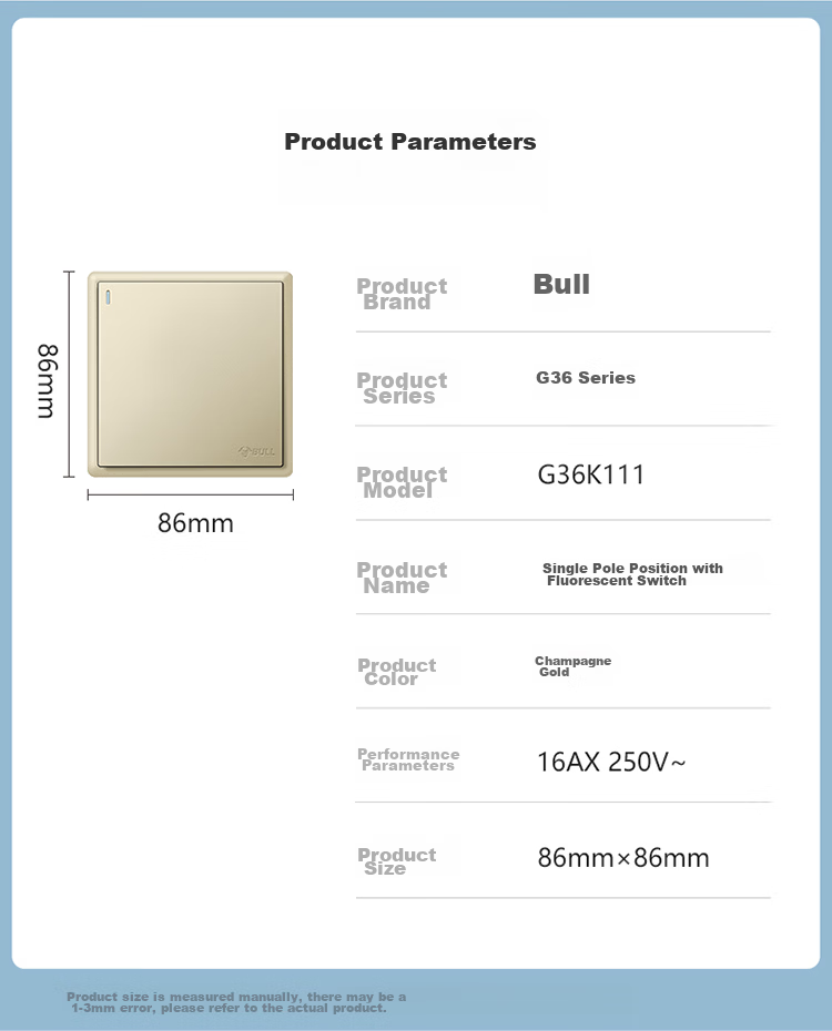 BULL G36 Series Triple Single-Control Switch G36K311 Champagne Gold Flush Mount 17