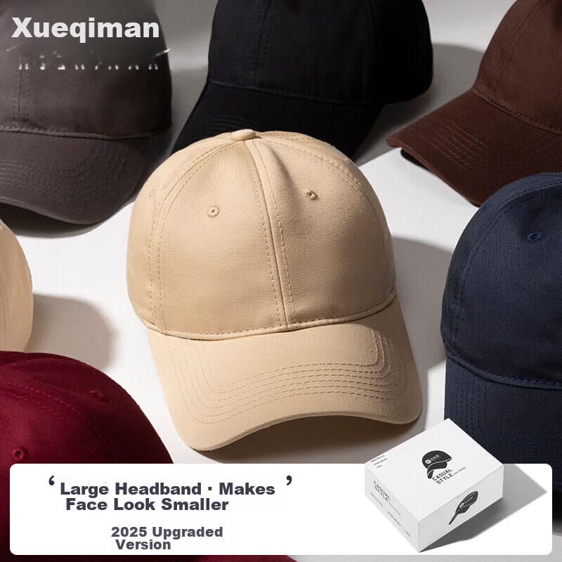 XUEXIMAN Solid Color Baseball Cap for Women, Deep Crown Sun Hat, Large Head Circumference, Face Slimming, Soft Top Duckbill Cap for Women