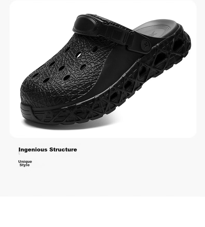 XTEP Men's Outdoor Hole Shoes Summer 2026 New Sports Slippers Light Brown Size 43-44 13
