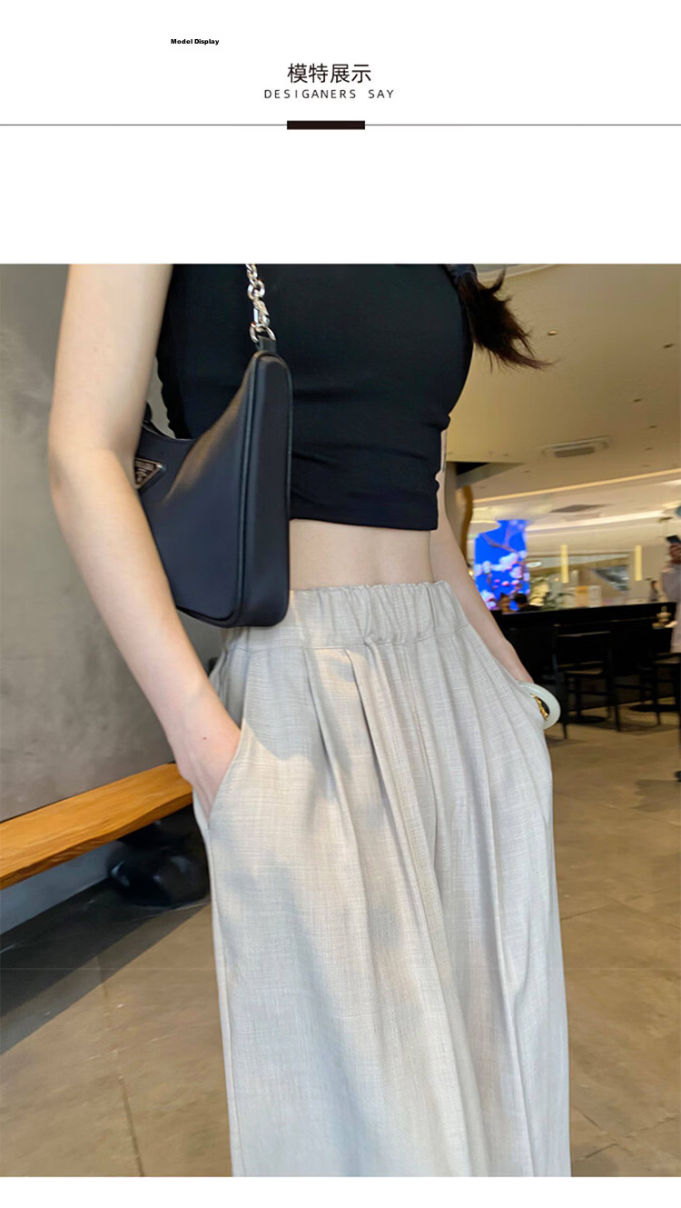 Free Style Khaki Wide-Leg Pants for Women Summer Lightweight Draped Loose Lazy Style New Chinese Linen Ice Silk Casual Yamamoto Pants 10