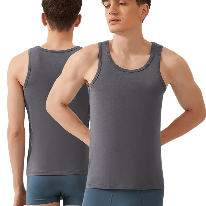 MiiOW Modal Men's Tank Top, Summer Ice Silk Seamless Sports Vest, Undershirt Sleeveless Undershirt, Gray 3XL