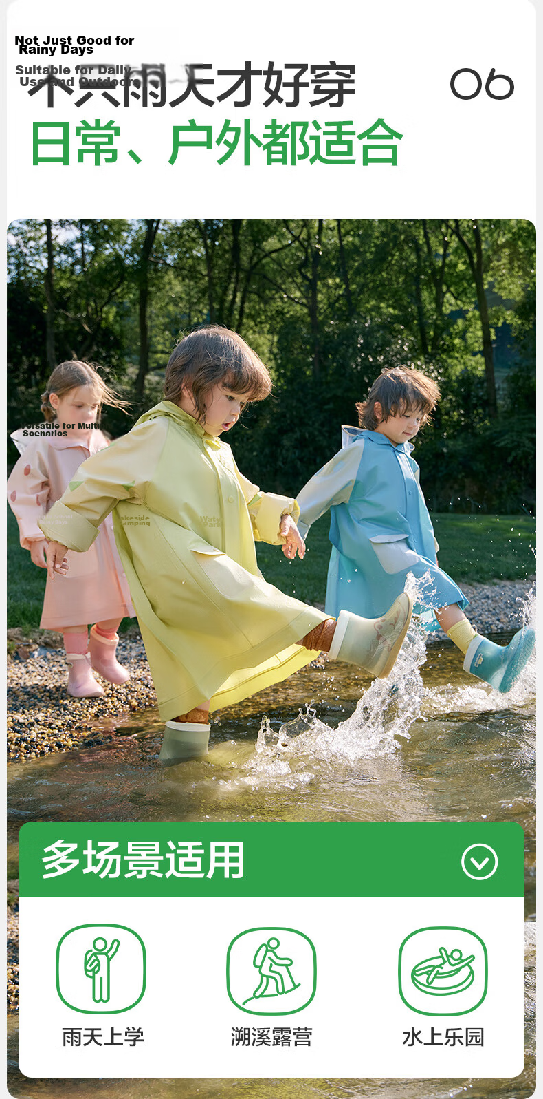 Kocotree KK Tree Kids Raincoat Baby Boys Girls Elementary School Children Split Cape Rain Poncho Kindergarten Rain Gear 18