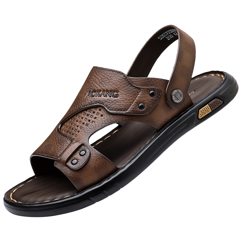 Aokang Summer Men's Casual Beach Sandals Brown Size 38