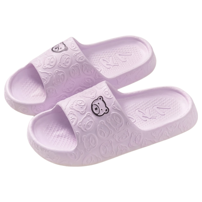 Qiumuxi Women's Soft Sole Slippers Cute Cartoon Non-Slip Home Bathroom Couple Outdoor Sandals Purple Size 36-37
