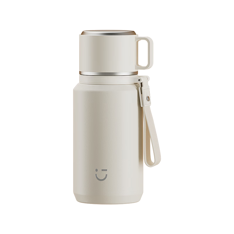 MINISO Insulated Water Bottle for Women Students High-Value 316L Stainless Steel Tea Infuser Portable Large Capacity Water Cup Cloud Mist White 590mL