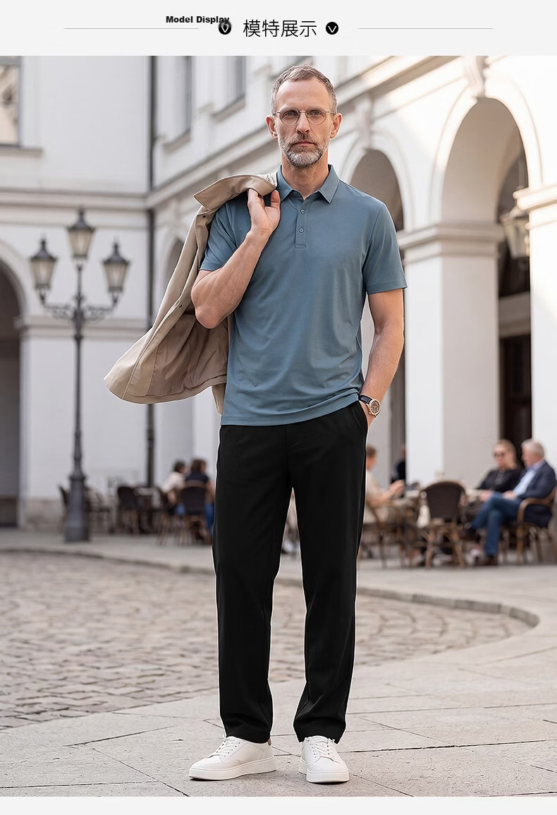 SHANSHAN Father's Day Practical Short Sleeve POLO Set Men's T-Shirt Two-Piece Pants Dad Summer Clothing 22