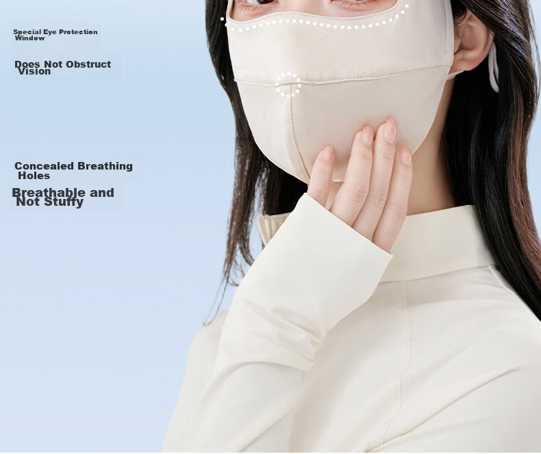 ZIY Sunscreen Face Mask Full Face Coverage Breathable Summer Mulberry Silk UV Protection Face Bikini Mask for Women 6