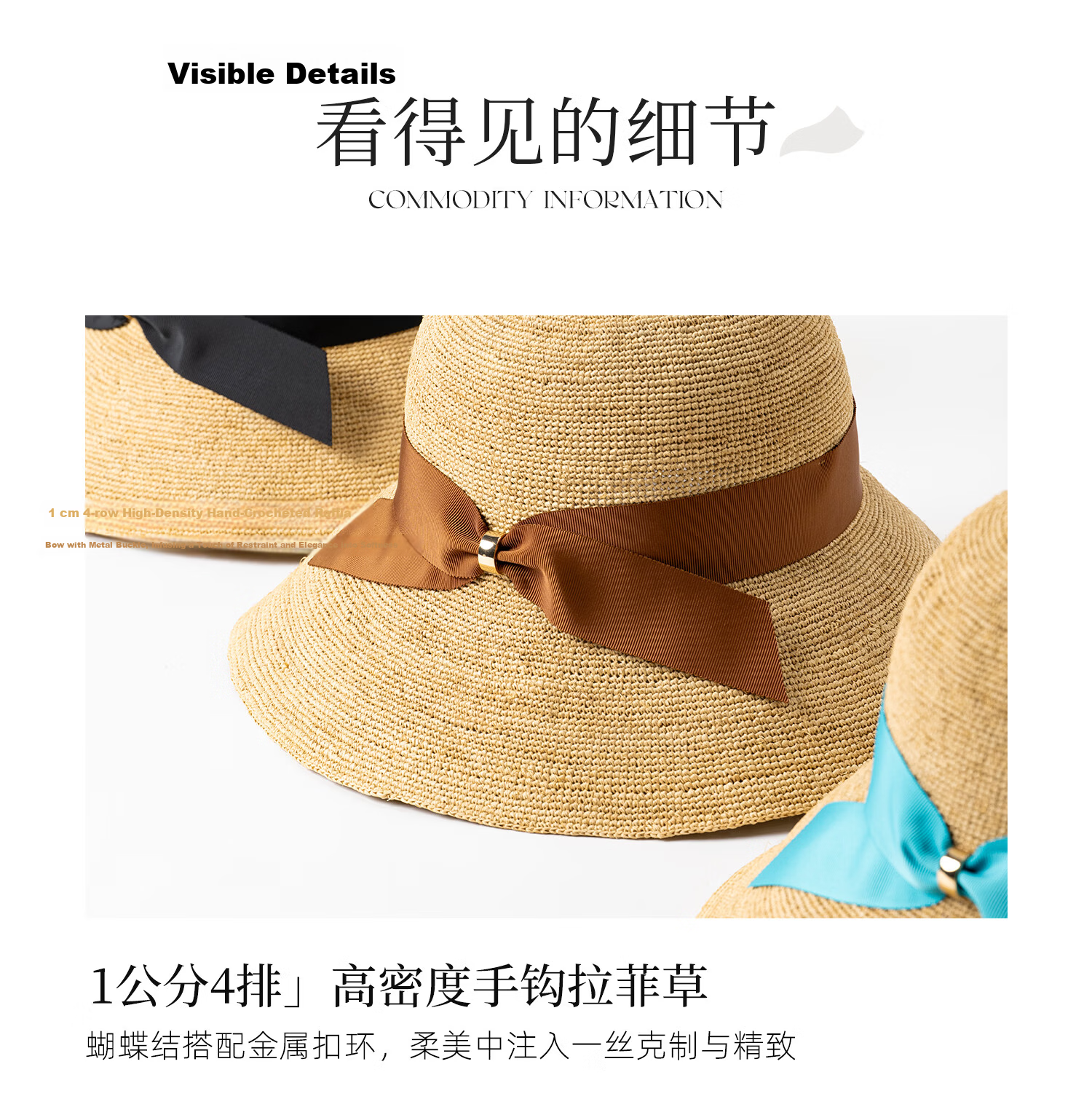 FANCET Women's Raffia Straw Sun Hat Spring Summer Elegant French Bow Outdoor Vacation Beach Hat 40