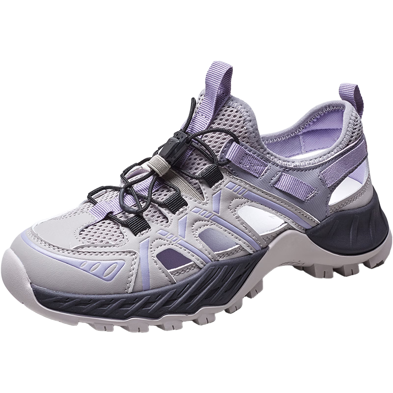 Eierkang Women's Casual Sandals Outdoor Hollow Toe Thick Sole Water Shoes 29063W Purple Size 35