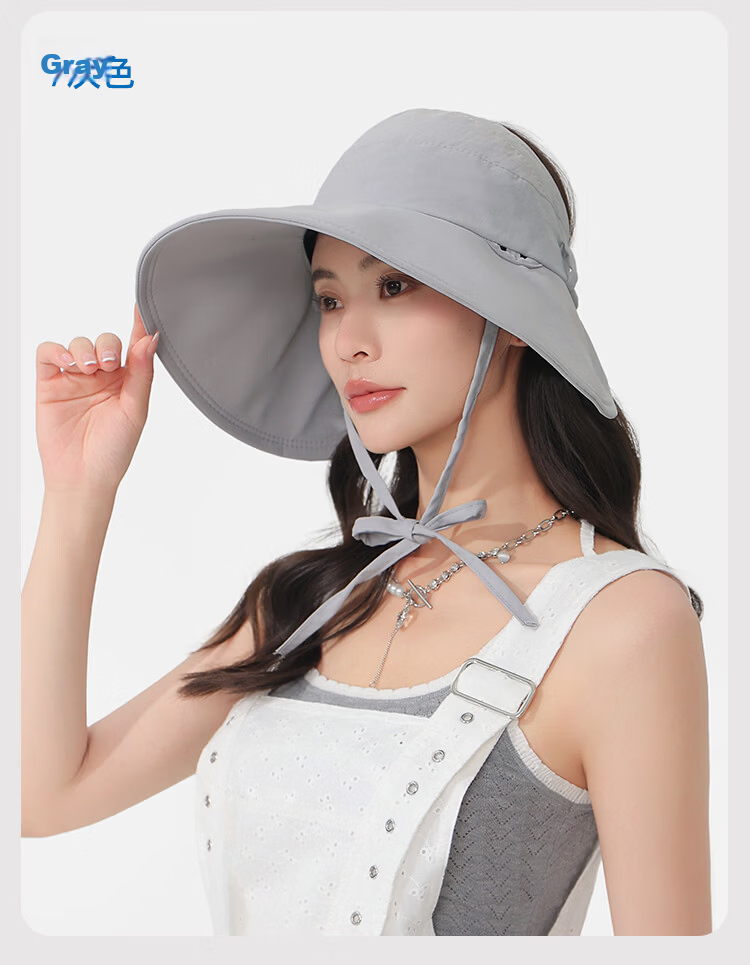 Romon Sun Protection Hat Half-Top UV Shield Face Cover Large Brim Adjustable Big Head Fisherman Cooling Duckbill Sun Hat 11