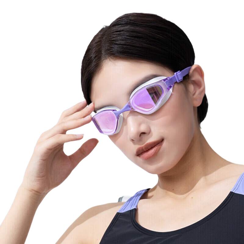 Keep Swimming Goggles HD Anti-Fog Waterproof Unisex Racing Prescription Coated Professional Gear Flowing Purple Coated