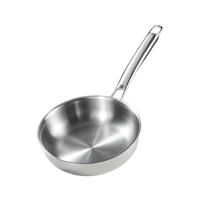Shuangqiang 26cm Deepened Stainless Steel 316L Non-Coated Frying Pan with Lid, Compatible with Induction and Gas Stoves, Steak Pan