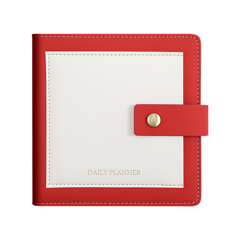 Jiaranheng Daily Planner, Square Notebook, Portable Stationery, Mini Pocket Organizer, Schedule Notebook, Aesthetic Time Management, Self-Discipline Check-In, Work And Study Notebook, Red