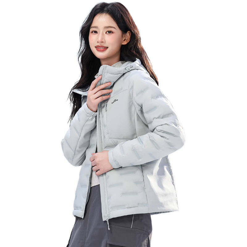 YAYA Lightweight Women's Down Jacket Warm Fashion Slim Short Duck Down Autumn Winter Hooded Lightweight Coat