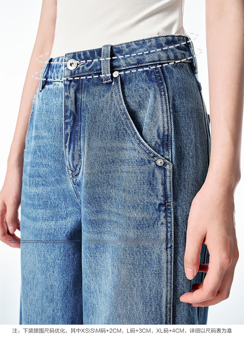 Peacebird Women's High-Waist Wide-Leg Spring Loose Slimming Banana Curved Denim Jeans Off-White M 4