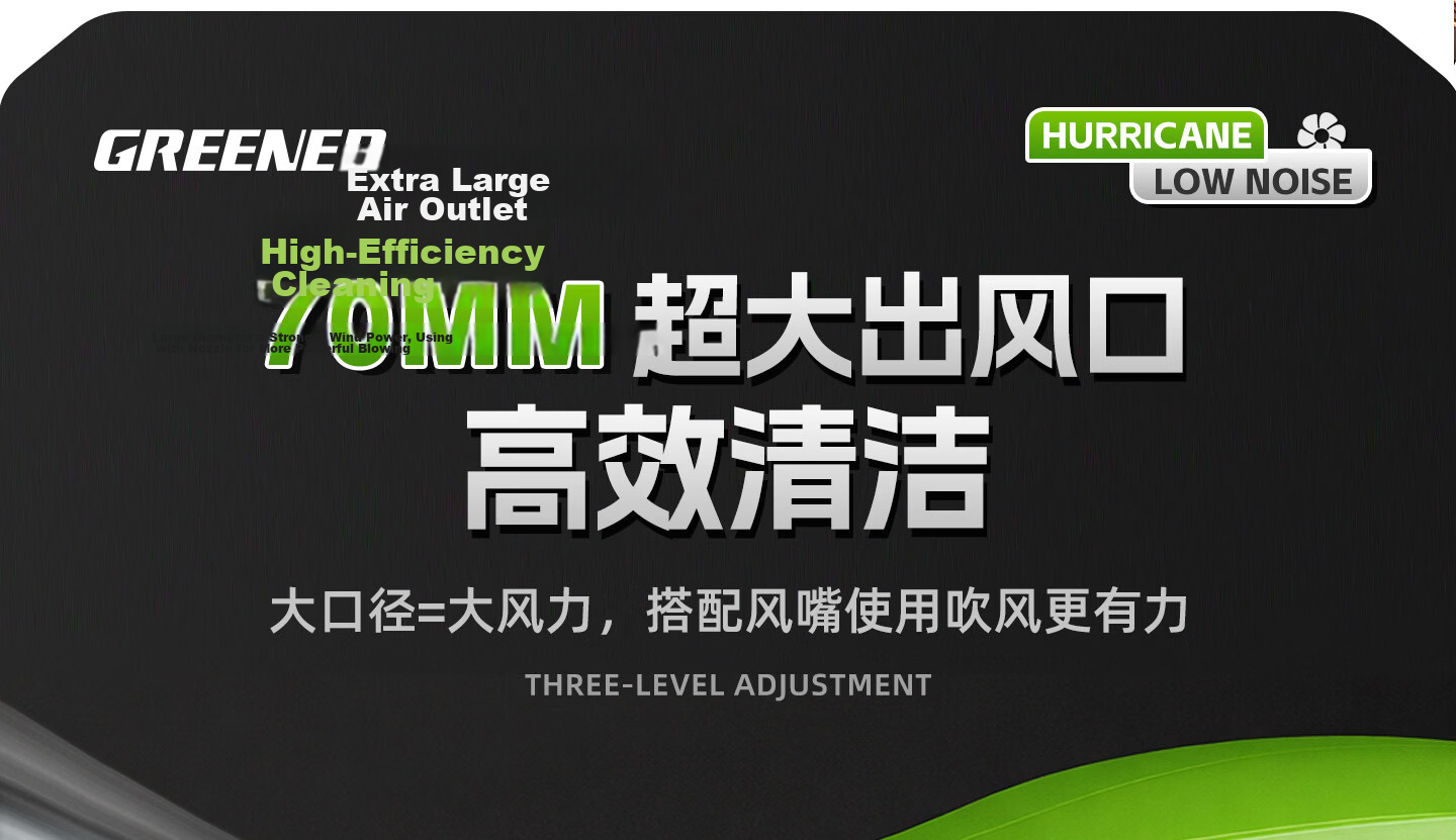 GREENER High-Power Turbo Blower Fan Heavy-Duty Dust Blower Lithium Battery Industrial Blower 5Ah One Battery 19