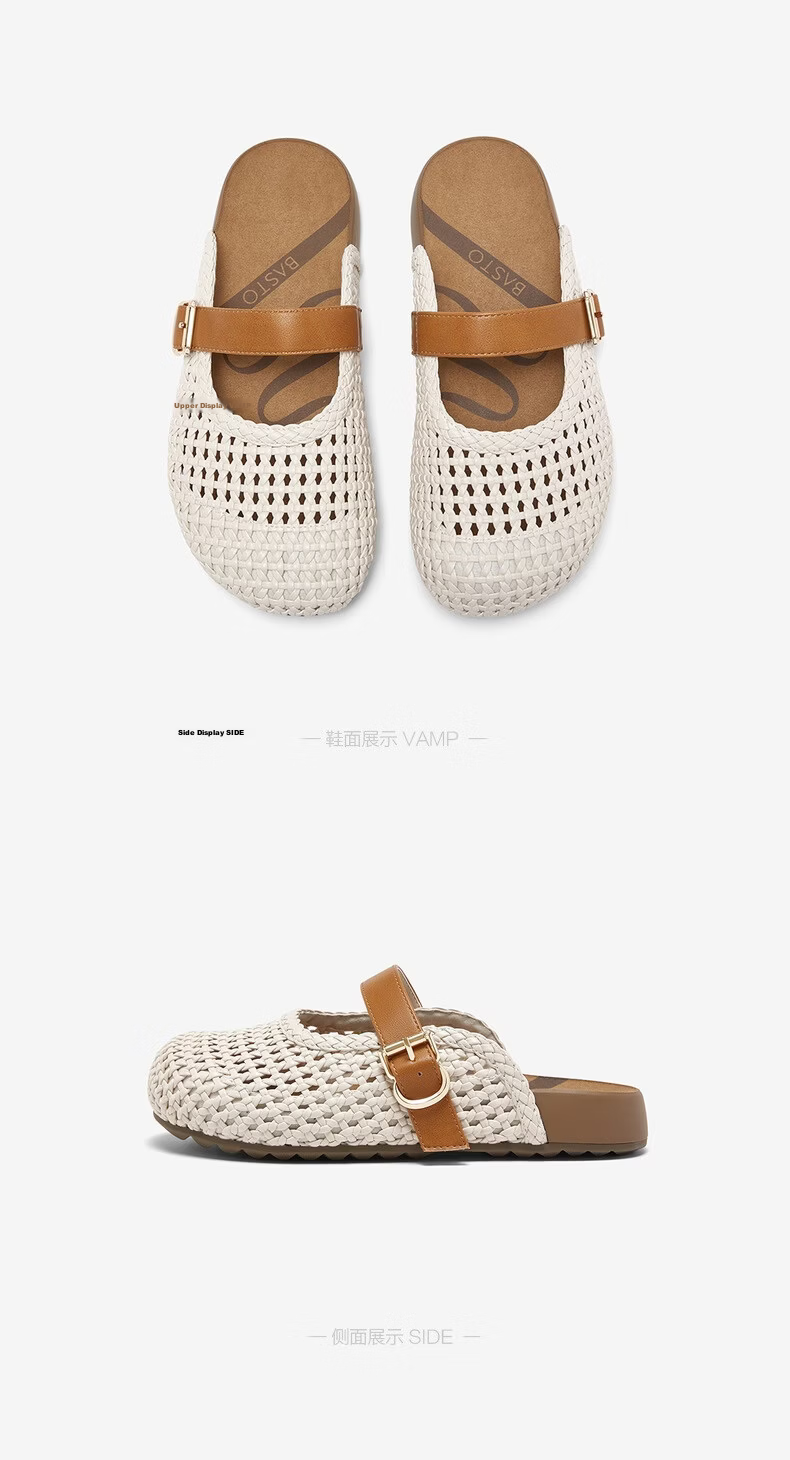 BASTO Woven Hollow Breathable Platform Birkenstock Style Women's Slippers D5116BH6 16