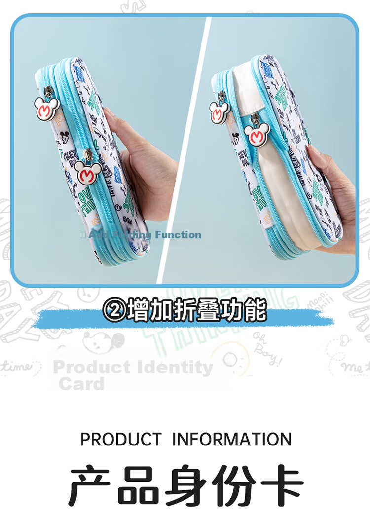 Disney Pencil Case Large Capacity High-Quality Stationery Box Pencil Bag for Boys and Girls School Supplies Graduation Gift Blue 10